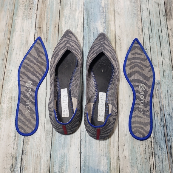 Rothy's Gray Zebra Striped  Points shoes. - Picture 4 of 11